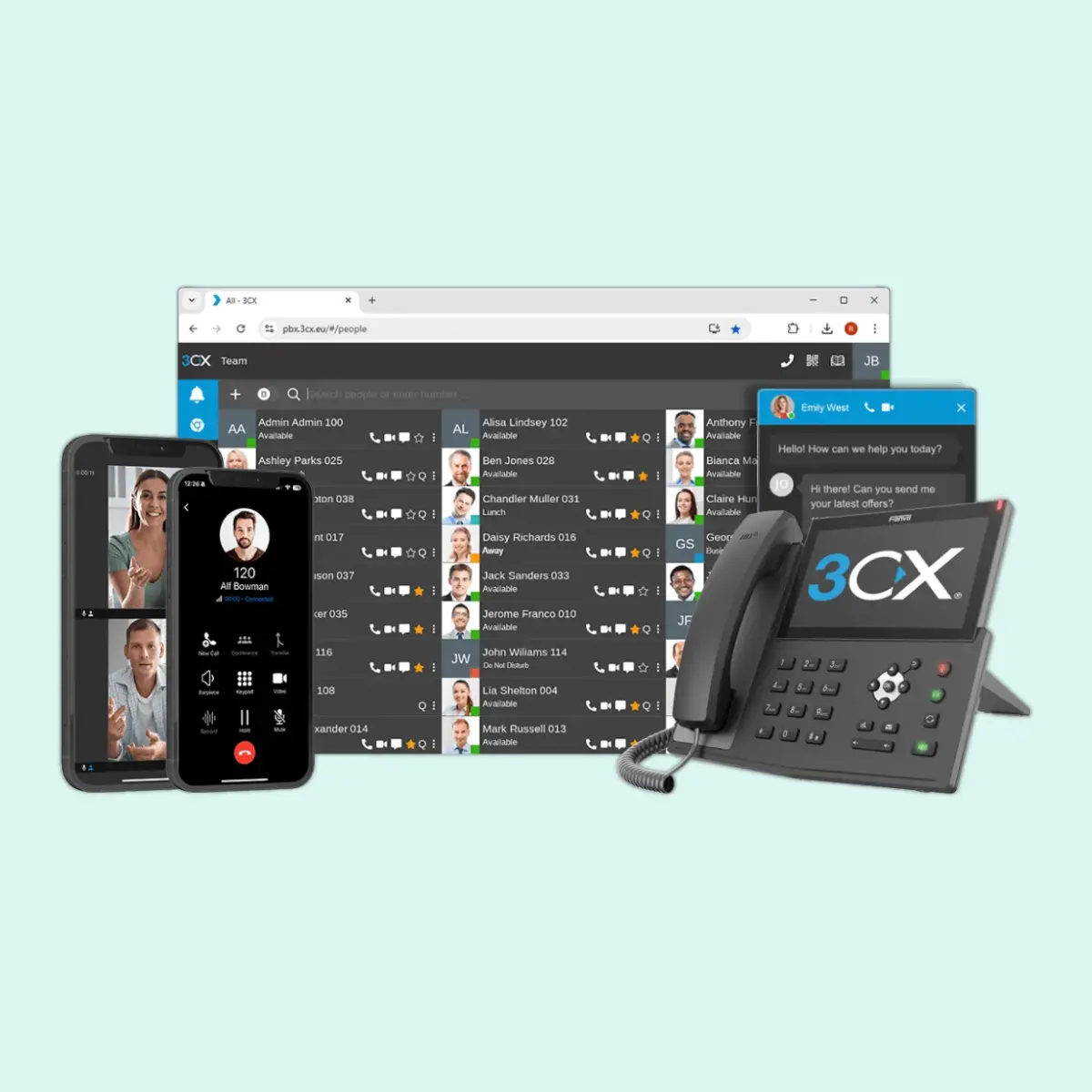 3cx calling tech stack
