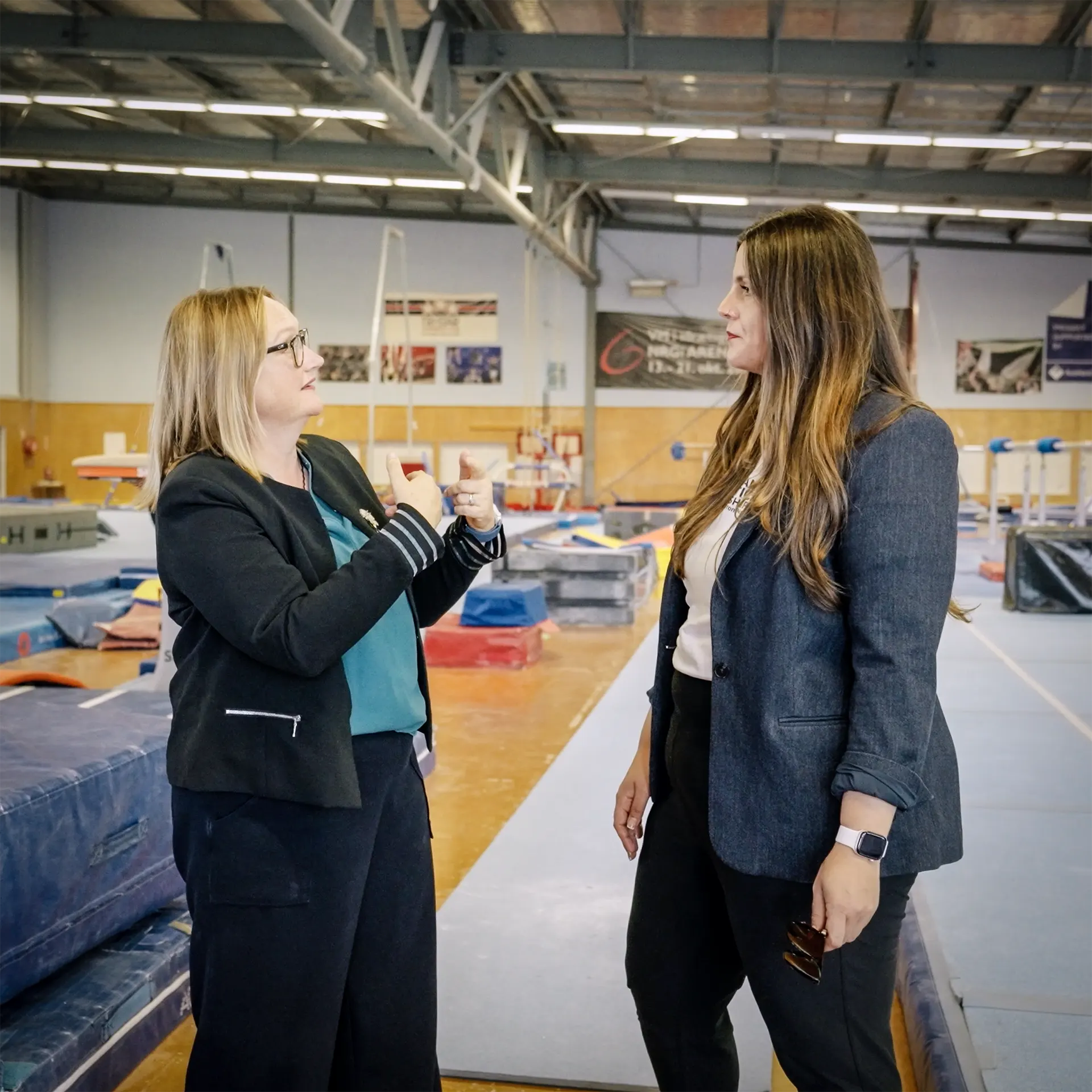 Andrea Nelson and Nicole Garey having a conversation